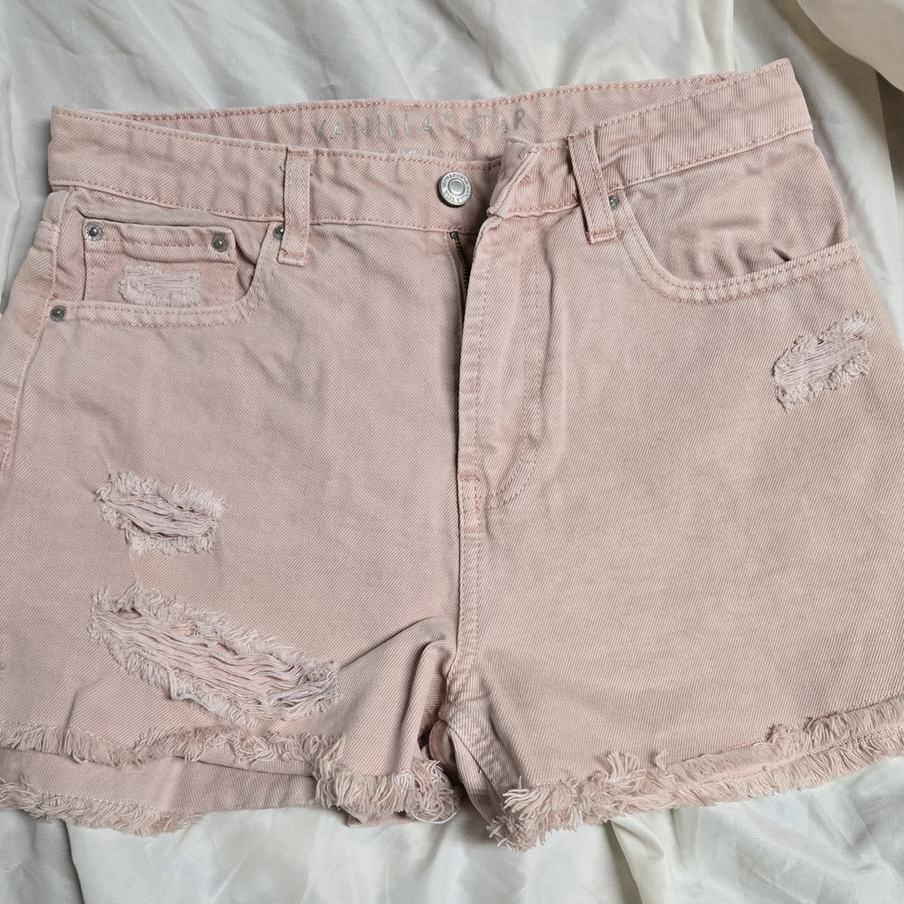Vanilla Star Women's Pink Distressed Shorts